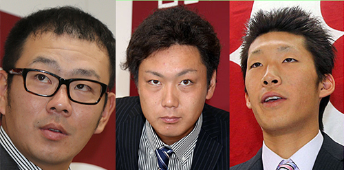 契約解除の方針となった（左から）巨人・福田聡志、笠原将生、松本竜也の３投手