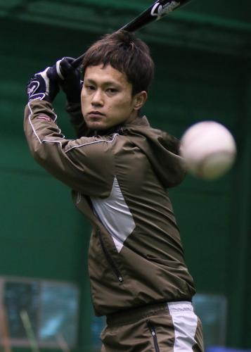上本は甲子園球場で自主トレを公開し打撃練習する