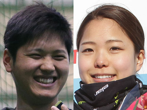 プロ野球日本ハムの大谷翔平（左）と女子スキージャンプの高梨沙羅
