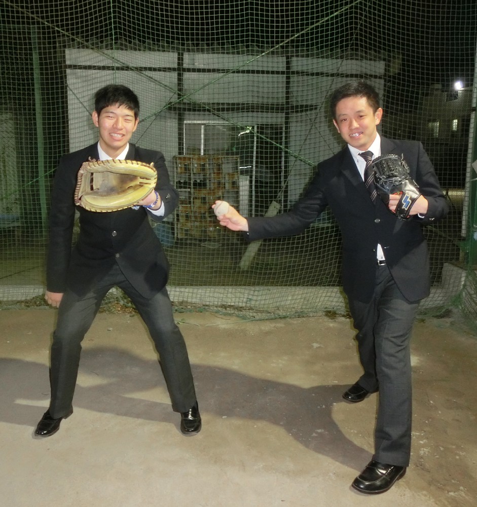 現在の北川（左）と安田。ともに大学進学が決まっているが、北川は野球を続けるか迷っているという