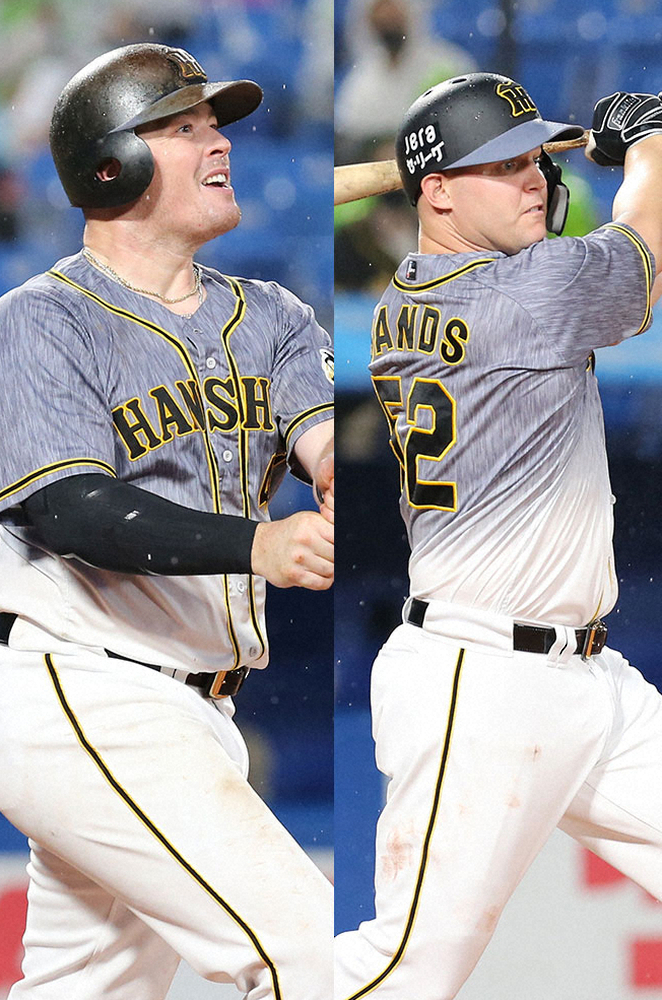 2回にはボーア（左）、4回にはサンズがそれぞれ満塁本塁打を放つ