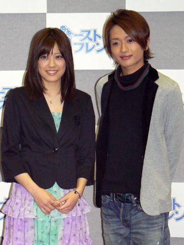 ＮＨＫドラマ「ゴーストフレンズ」の試写会に出席した（左から）福田沙紀、「ＡＡＡ」のメンバー西島隆弘
