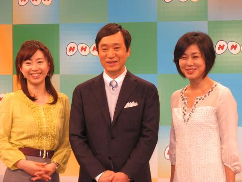 NHK「あさイチ」を担当する（左から）西堀裕美、柳澤秀夫、有働由美子の各アナ