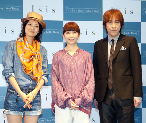 「ＴＯＹＯＴＡ『Ｉｓｉｓ（アイシス）』×Ｅｖｅｒｙ　Ｌｉｔｔｌｅ　Ｔｈｉｎｇ」コラボレーションキャンペーン記者発表会に出席した（左から）浜島直子、ＥＬＴの持田香織、伊藤一朗