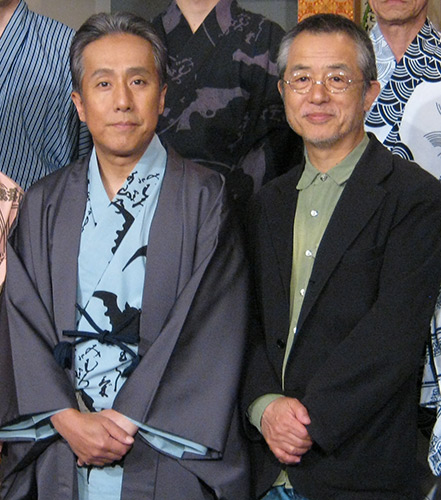 ２０１０年６月、コクーン歌舞伎「佐倉義民傳」公開稽古の際に会見した中村勘三郎さんと串田和美氏