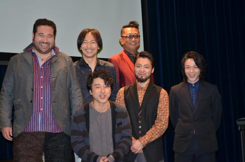 ミュージカル「フル・モンティ」製作発表に出席した（後列左から）勝矢、鈴木綜馬、ブラザートム（前列左から）ムロツヨシ、山田孝之、中村倫也