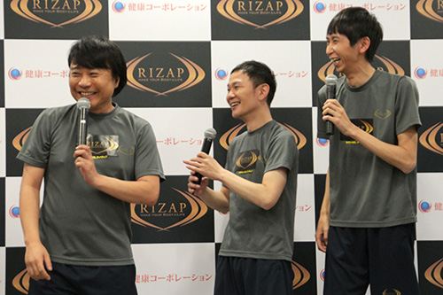 「我が家・杉山×ＲＩＺＡＰ　公開イベント」に登場した（左から）杉山裕之、谷田部俊、山根良顕