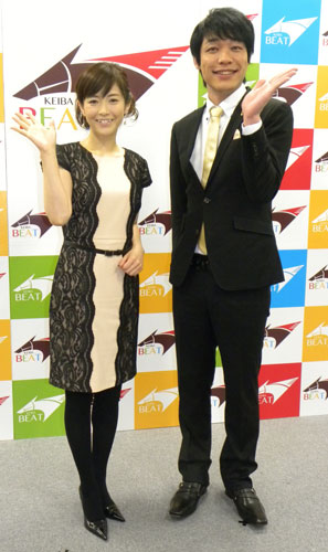 「競馬ＢＥＡＴ」の新ＭＣコンビ麒麟・川島明（右）と杉崎美香