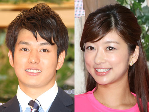 結婚したことを発表したフジテレビの生野陽子（右）と中村光宏両アナウンサー