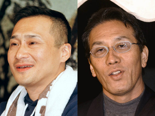 ２２日に事故で亡くなった萩原流行さん（左）と親交のあった俳優の阿藤快
