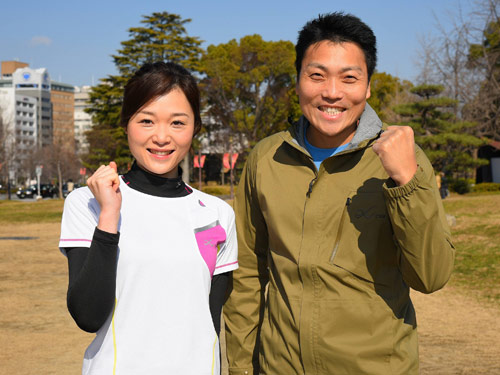 京都マラソンに意気込むサバンナ・八木と西池沙織さん