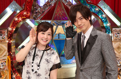 日本テレビ「ＵＷＡＳＡのネタ」で初の同局でのＭＣを務めるＤＡＩＧＯ（右）（左は水ト麻美アサウンサー）（Ｃ）日本テレビ