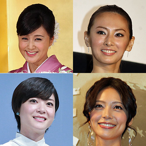 今年結婚した兵庫出身の女優（左上から時計回りに）藤原紀香、北川景子、相武紗季、上野樹里