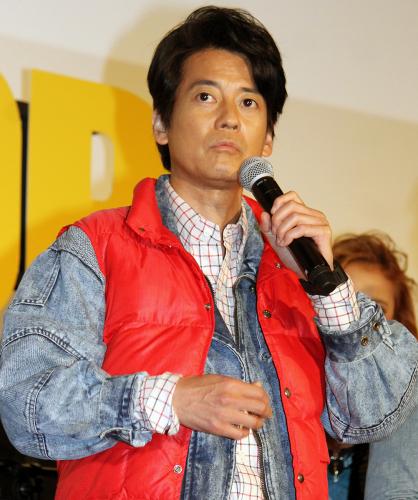 映画化が発表されたドラマ「ラストコップ」の試写会で舞台挨拶を行った唐沢寿明