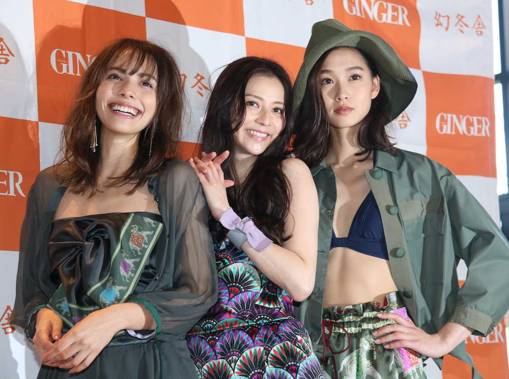 女性誌「ＧＩＮＧＥＲ」８周年記念イベントに登場した（左から）伊藤ニーナ、香里奈、谷川りさこ