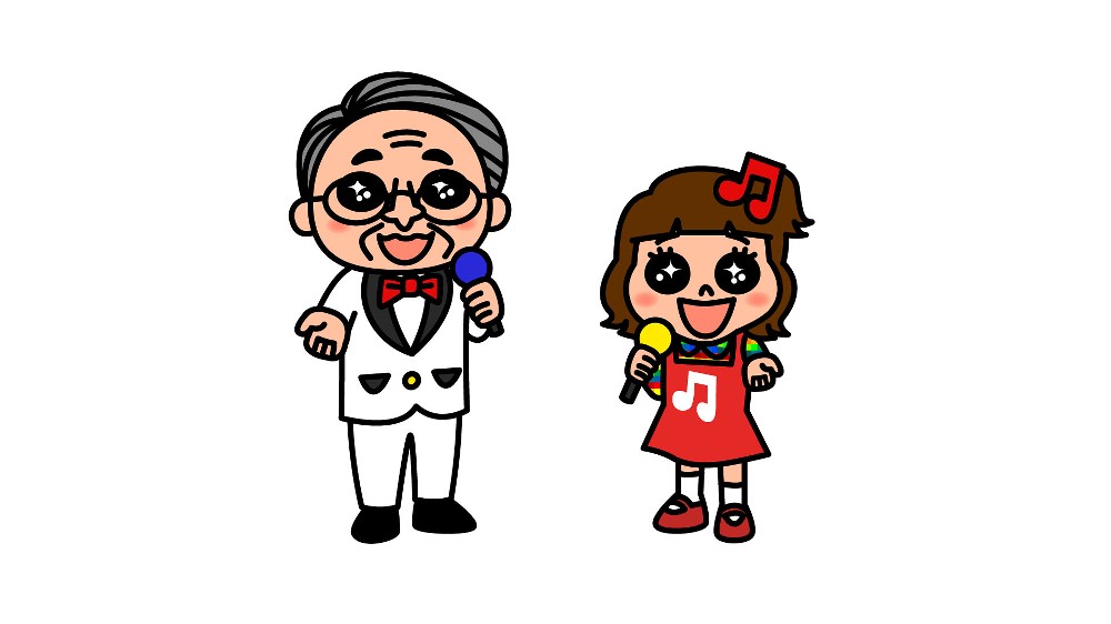 番組オリジナルアニメキャラクターのロマンスグレーひろし（左）とカナデちゃん（Ｃ）テレビ東京