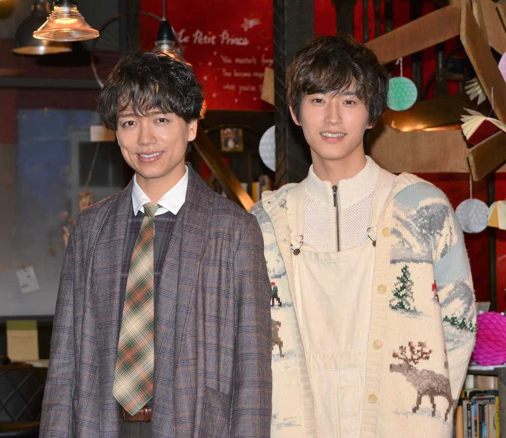 ＮＨＫドラマ「おやすみ王子」の取材会に出席した山崎育三郎（左）と杉野遥亮