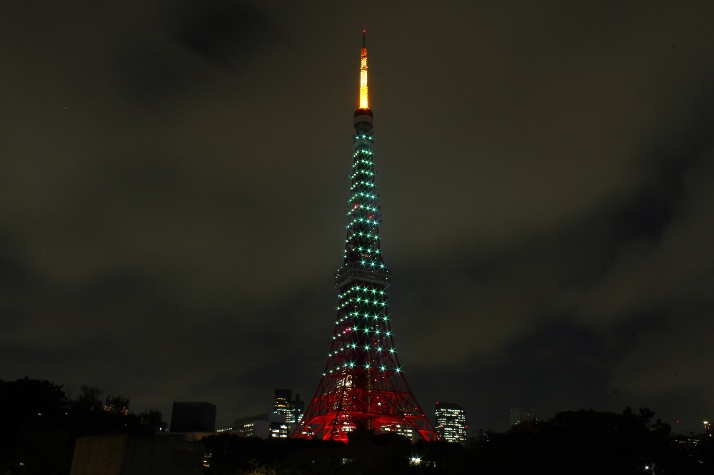ＳＨＩＮｅｅカラーにライトアップされた東京タワー