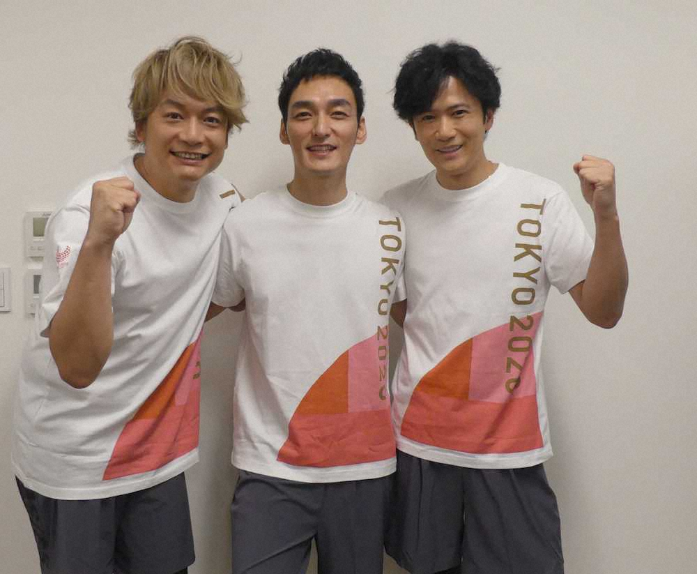 パラリンピックをサポートする（左から）香取慎吾、草なぎ剛、稲垣吾郎