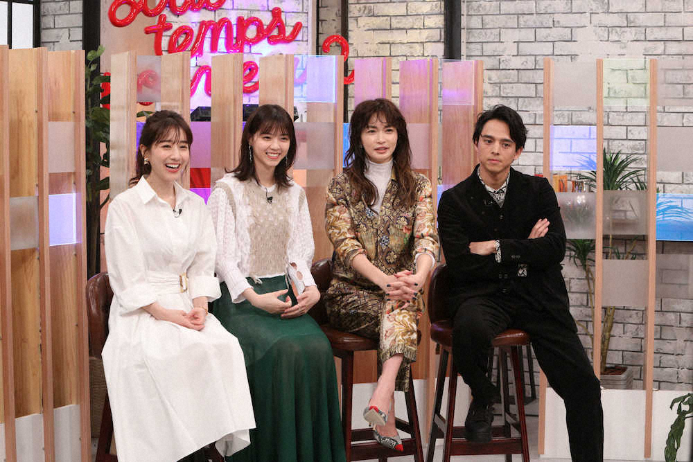 関西テレビ「グータンヌーボ2」の新しいMCに就任した満島真之介（右端）。他は（左から）田中みな実、西野七瀬、長谷川京子