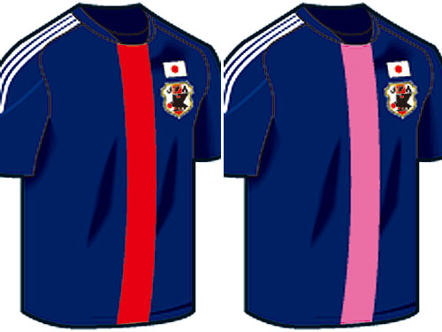 来年から着用される日本代表ユニホームのイメージ（左は男子、右は女子）