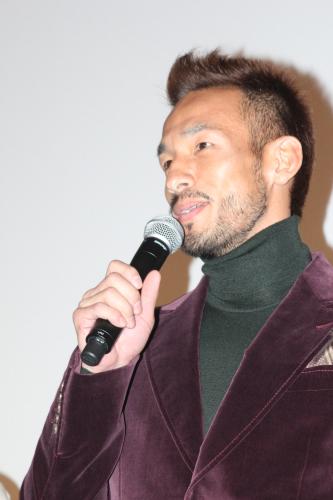 映画「タンタンの冒険」チャリティ試写会に登場した元サッカー日本代表の中田英寿氏。