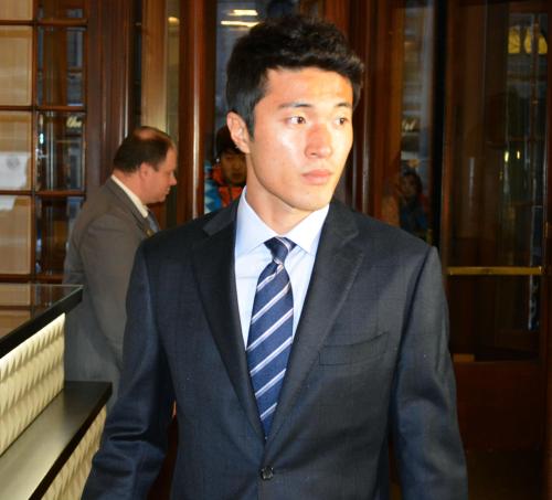 11日、ロンドン五輪のサッカー男子で竹島の韓国領有を主張するメッセージを掲げた問題で、ＩＯＣの規律委員会に出席する韓国の朴鍾佑