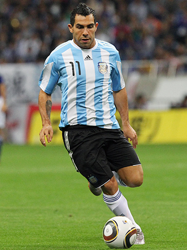 2010年10月、アルゼンチン代表として親善試合・日本戦に出場したテベス