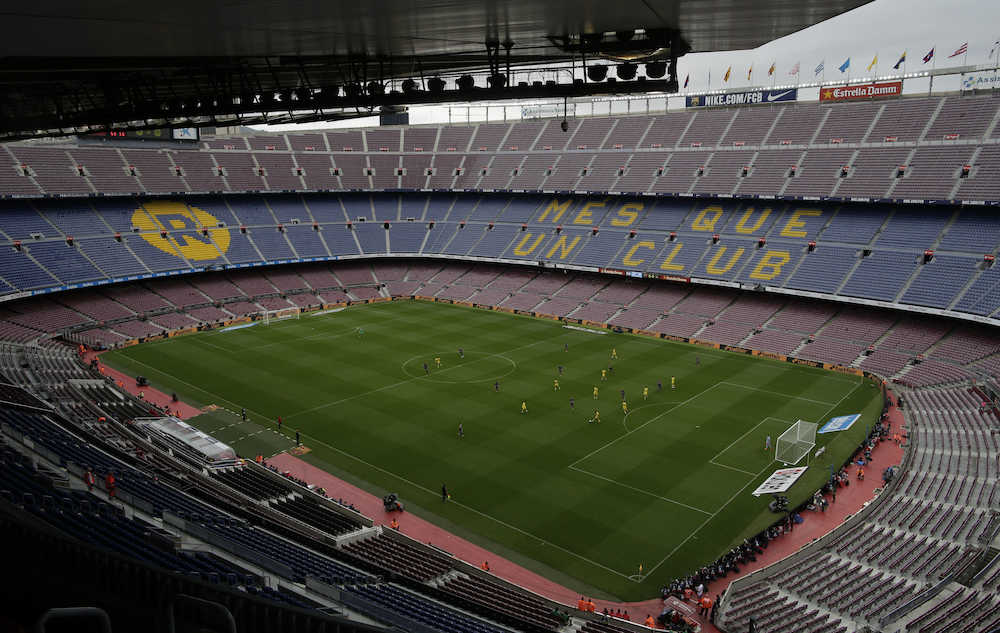 ＜バルセロナ・ラスパルマス＞カタルーニャ独立投票の影響で無観客試合として閉ざされたスタジアム