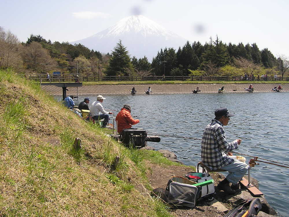 雄大な富士山を眺めながらの釣りは爽快　　　　　　　　　