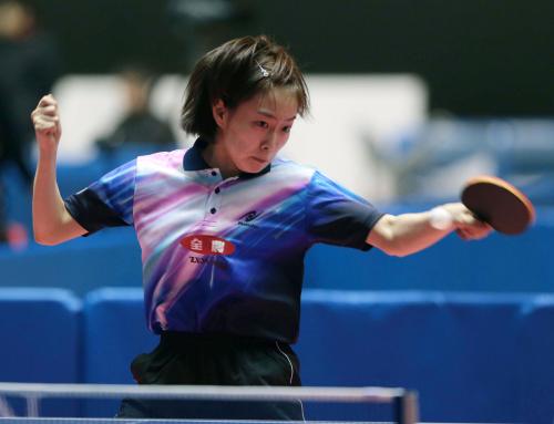 初戦の女子シングルス４回戦で勝った石川佳純