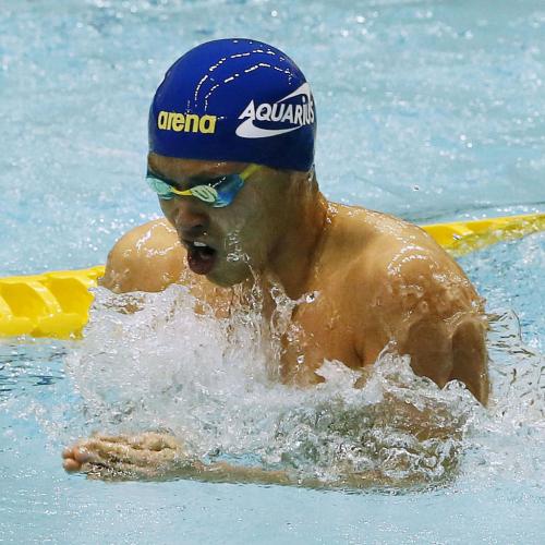 男子１００メートル平泳ぎ決勝、１分０秒78で優勝した北島康介