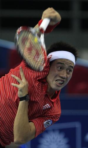 男子テニス、マレーシア・オープンのシングルス準々決勝に完勝した錦織（ＡＰ）