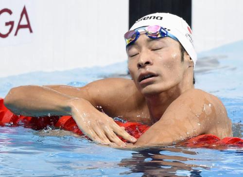 男子２００メートル背泳ぎ決勝　レースを終えた４位の入江陵介