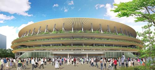 ２０２０年東京五輪・パラリンピックのメーンスタジアムとなる新国立競技場の新たな建設計画で、公表されたＡ案のイメージ図（技術提案書よりＪＳＣ提供）