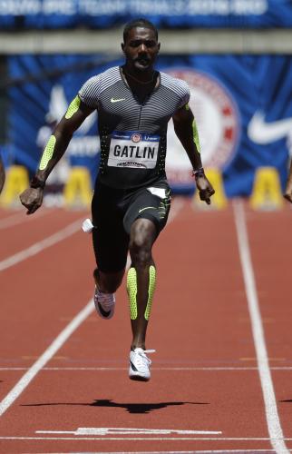 全米陸上男子１００メートル予選に登場したガトリン（ＡＰ）