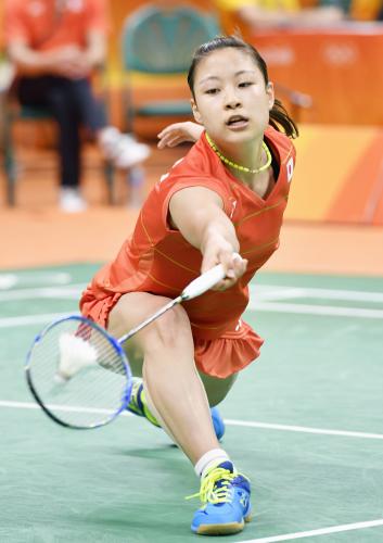 女子シングルス１回戦　韓国選手に勝利し、準々決勝進出を決めた奥原