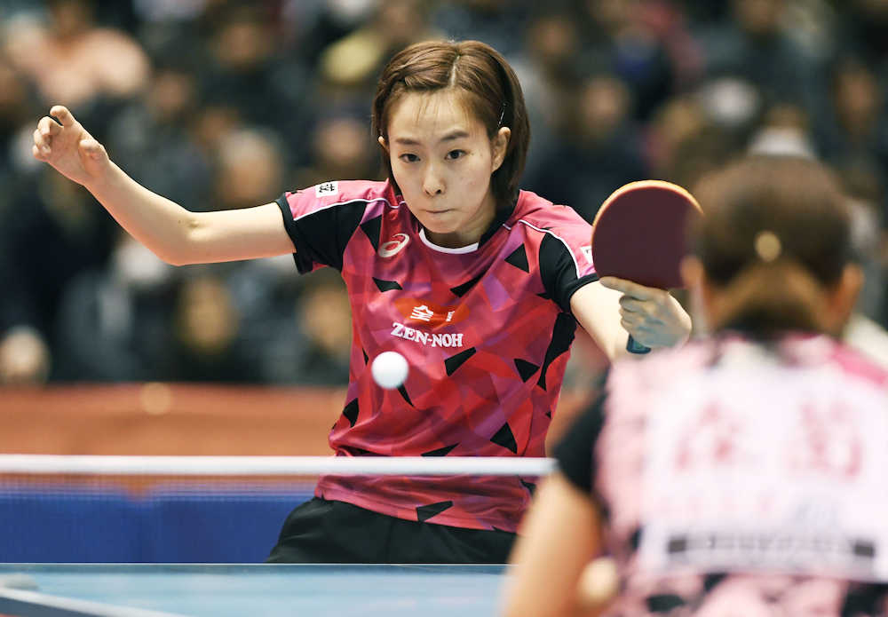 卓球全日本選手権女子シングルスで準々決勝進出を決めた石川佳純