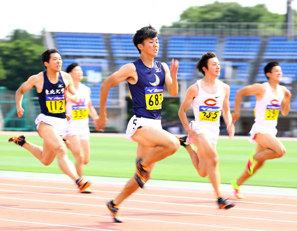 男子１００メートル準決勝、追い風４．５メートルの参考記録ながら９．９４秒で決勝進出を果たした多田