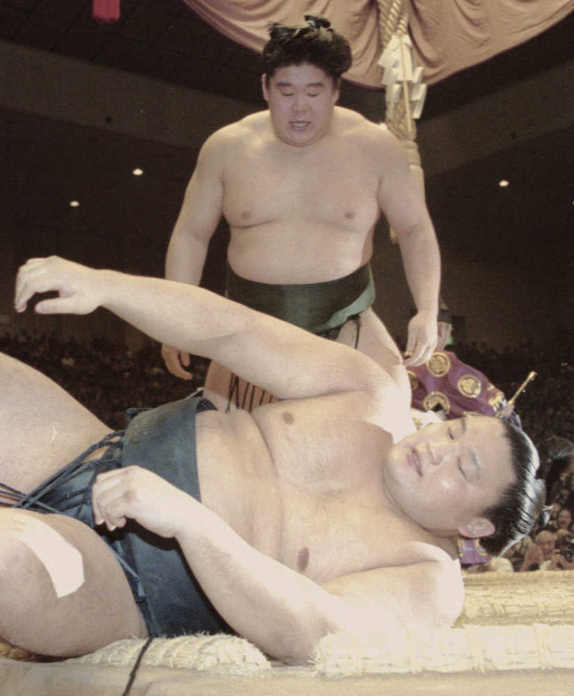 １９９５年１１月、初の兄弟による優勝決定戦で大関若乃花に敗れた横綱貴乃花