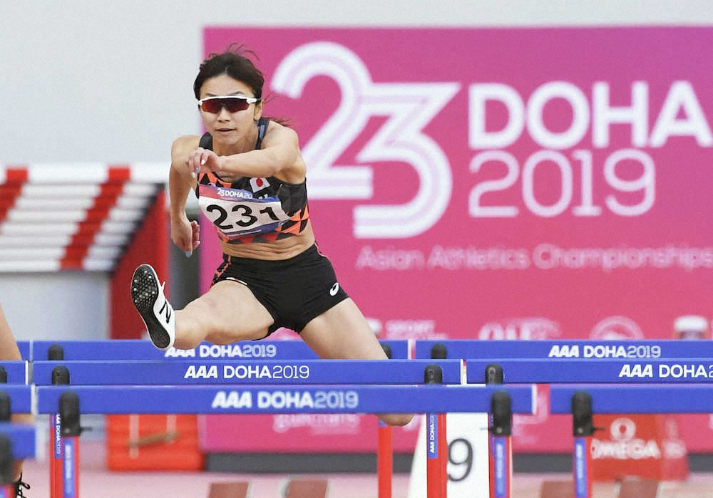 アジア陸上最終日　女子100メートル障害決勝　13秒13で優勝した木村