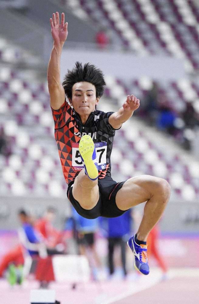 アジア陸上最終日　男子走り幅跳び決勝に出場した橋岡