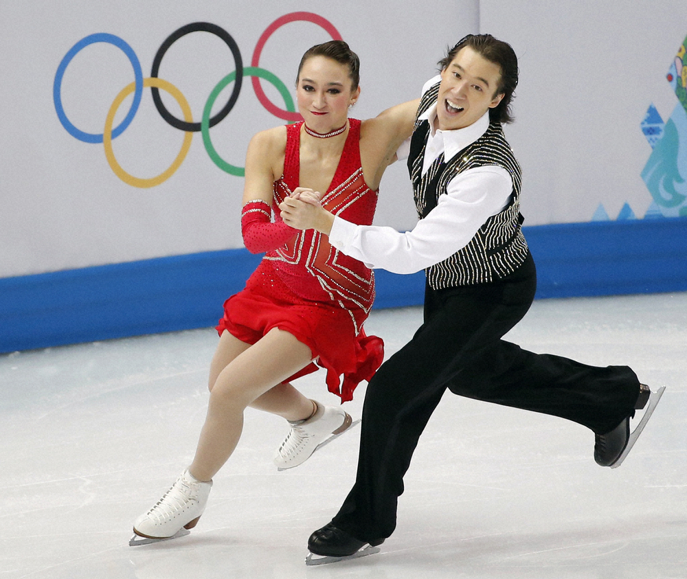 14年世界選手権で演技するキャシー・リード（左）とクリス・リード