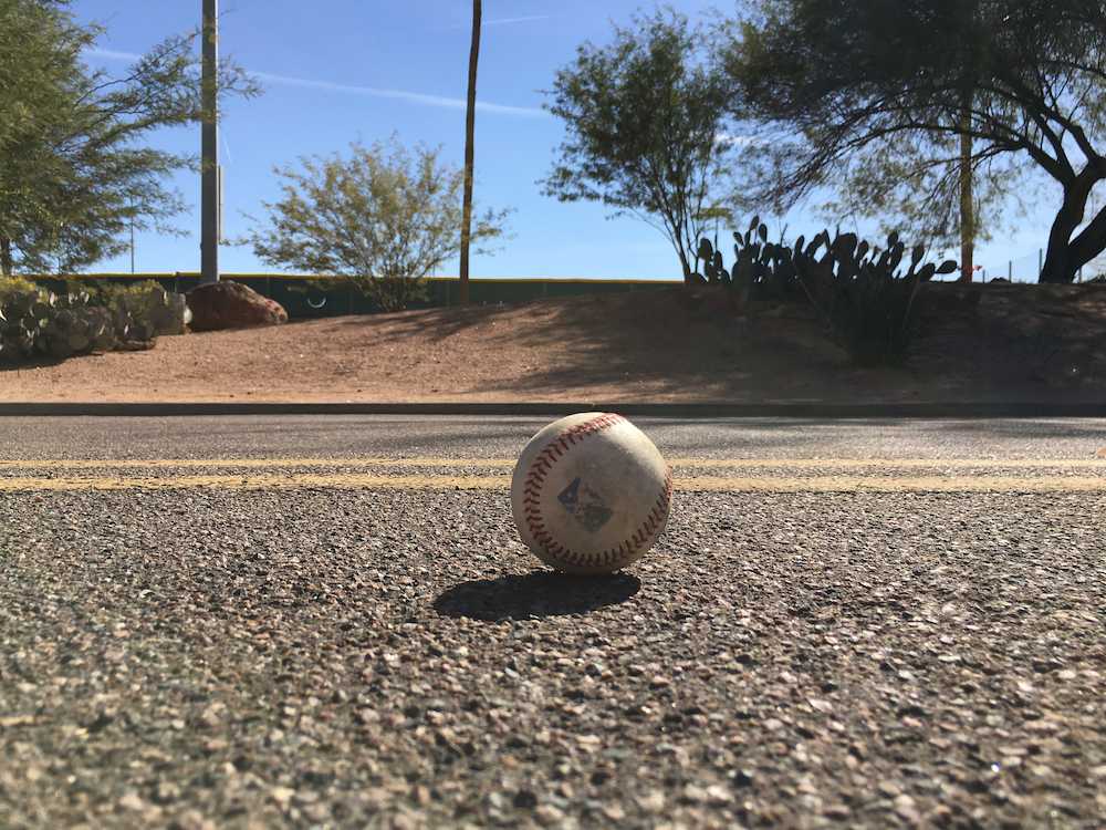 マイナー施設周辺の道路まで届いた大谷のフリー打撃の打球