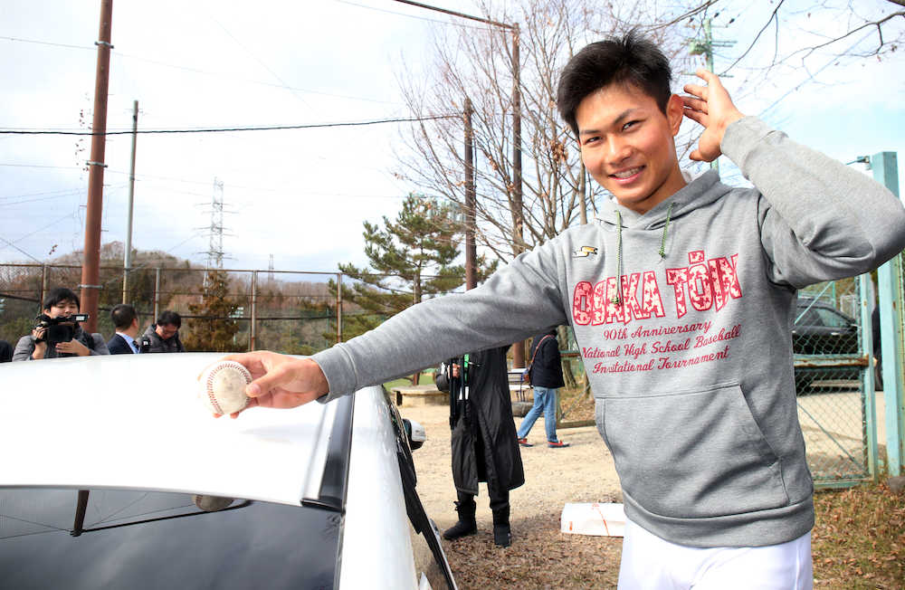 【画像・写真】ロッテドラ１藤原　大阪桐蔭ラスト練習で“さよなら弾”　父母会長の車にブチ当てた