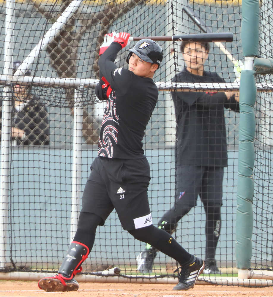 【画像・写真】日本ハム　清宮　米国で初の屋外フリー打撃　７本柵越え「やっぱり気持ちいい」