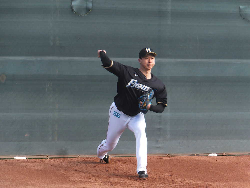 【画像・写真】日本ハム・村田、２度目ブルペンで２５球　休日は“通訳”も兼任