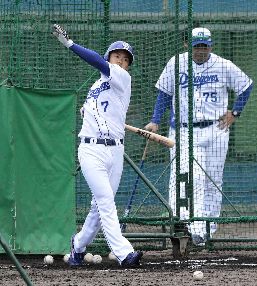 【画像・写真】根尾　プロ入り後初の屋外フリー打撃「納得いくものはなかった」