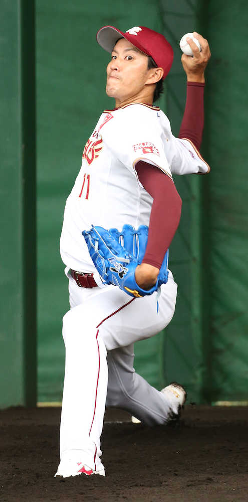 【画像・写真】楽天・岸、捕手座らせ２１球「状態良くなっている」