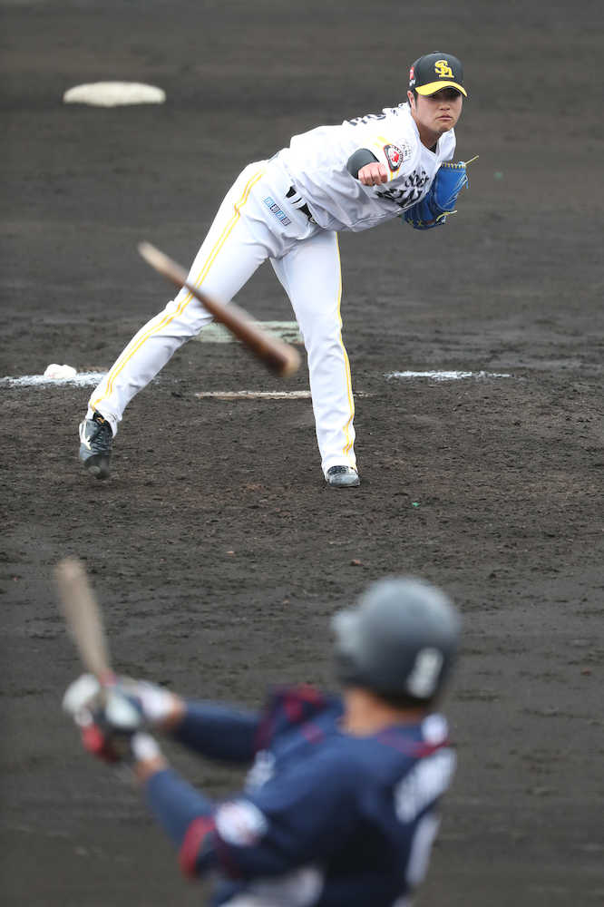 【画像・写真】ソフトＢドラ１甲斐野、最速１５５キロで１回完全　超緊張も「やってやる」